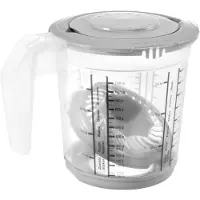Keeeper - Maatbeker met deksel en Citruspers - Antislip- 1L - 14x15cm - noords grijs