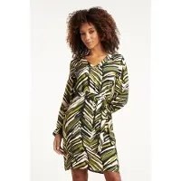 Smashed Lemon 25680 army groen korte zig-zag print jurk |