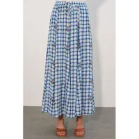 Big Dart Hoog-Waisted Geruite Maxi Rok