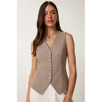 Happiness İstanbul Aansluitende Crepe Gilet Met Knopen