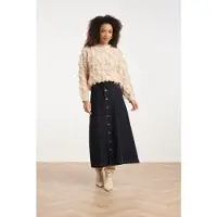 Smashed Lemon Donker indigo denim midi rok met knoopsluiting |