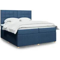 vidaXL Boxspring met matras stof blauw 200x200 cm