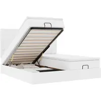 vidaXL Ottoman bed met matrassen 180x200cm kunstleer zuiver wit