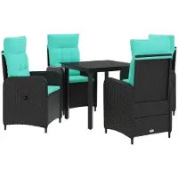 vidaXL Tuin Eettafel Set 5 st Zwart en Turkoois