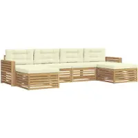 vidaXL Buiten bank set 6 st Wit en crèmekleurig Massief Acacia Hout