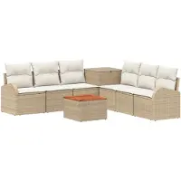 vidaXL Bankstel 8 st Beige en Crème Wit Poly Rattan en Staal