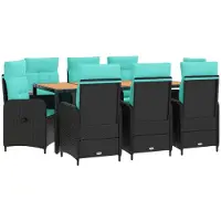 vidaXL Buiten Eettafel Set 9 st PE rotan en poedergecoat staal
