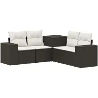 vidaXL Bankstel 5 st Zwart en Crème Wit 200 x 200 x 85 cm