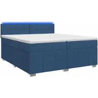 vidaXL Boxspringbed met matras en hoofdbord, blauw, 200 x 200 cm, stof