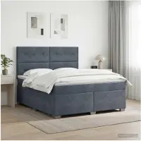 vidaXL Boxspringbed met matras, donkergrijs, 140 x 200 cm, fluweel