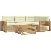 vidaXL Tuinset met 5 zitplaatsen, wit en crème, polyester