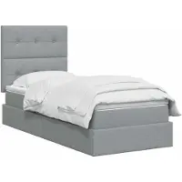 vidaXL Opslag bed met matras met opslag Lichtgrijs 100 x 200 cm Stof