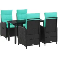 vidaXL Tuin Eettafel Set 5 st Zwart en Turkoois