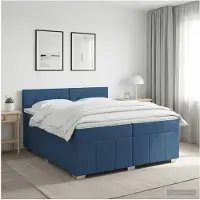 vidaXL Boxspringbed met matras met hoofdeinde Blauw 200 x 200 cm Stof