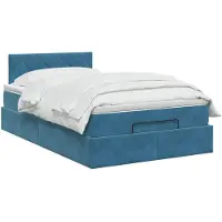 vidaXL Ottomaanse Bed met Matras en LED Donkerblauw 120 x 200 cm
