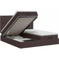 vidaXL Ottoman bed met matras met hoofdeinde 2 st Donkerbruin Stof