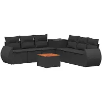 vidaXL Bankstel 8 st Zwart 55 x 55 x 37 cm Poly Rattan en Staal