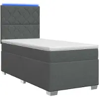 vidaXL Boxspringbed met matras en LED-verlichting, donkergrijs, 90 x 190 cm, stof