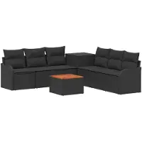 vidaXL Bankstel 8 st Zwart 55 x 55 x 37 cm Poly Rattan en Staal