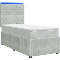 vidaXL LED boxspringbed met matras, lichtgrijs, 100 x 200 cm, fluweel