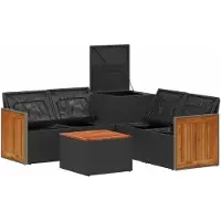 vidaXL Bankstel 6 st Zwart en Crème Wit Poly Rattan en Staal