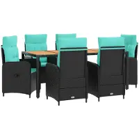 vidaXL Buiten Eettafel Set 7 st PE rotan en poedergecoat staal