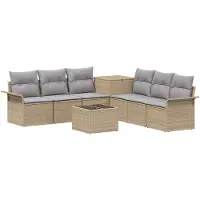 vidaXL Bankstel 8 st Beige en Lichtgrijs 55 x 55 x 37 cm