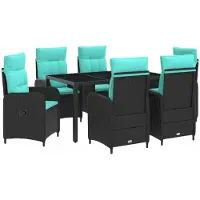 vidaXL Buiten Eettafel Set 7 st poly rattan
