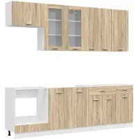 vidaXL Keukenblok LYON 8 st Sonoma Eiken Bewerkt hout
