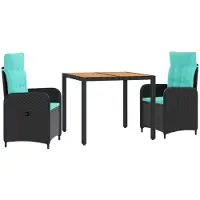 vidaXL Buiten Eettafel Set 3 st PE rotan en poedergecoat staal