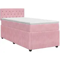 vidaXL Boxspringbed met matras met hoofdeinde Roze 90 x 190 cm Fluweel