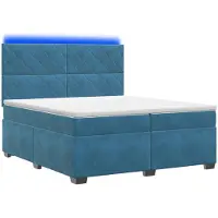 vidaXL Boxspringbed met matras en hoofdbord, blauw, 200 x 200 cm, fluweel