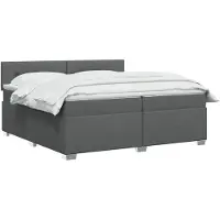 vidaXL - Boxspringbed - met - matras - en - LED - Donkergrijs - 200 - x - 200 - cm - Stof