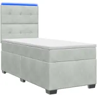 vidaXL Boxspringbed met matras, lichtgrijs, 100 x 200 cm, fluweel