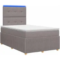 vidaXL LED boxspringbed met matras, taupe, 120 x 200 cm, gestoffeerd