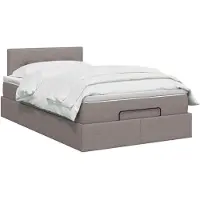 vidaXL - Ottomaanse - Bed - met - Matras - en - LED - Taupe - 120 - x - 190 - cm - Stof