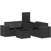 vidaXL Bankstel 6 st Zwart en Crème Wit 55 x 55 x 37 cm