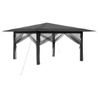 vidaXL Paviljoen met 4 zijwanden, 4 x 4 meter, lichtgrijs en antraciet