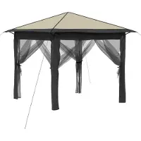 vidaXL Tuinpaviljoen met 4 Zijwanden 2,6 x 2,6 m Crème en Antraciet