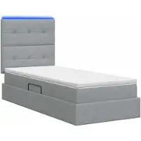 vidaXL LED-bed met opbergruimte en matras, lichtgrijs, 90 x 200 cm, met stoffen bekleding