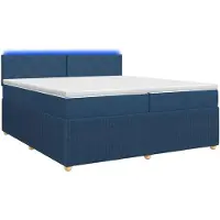 vidaXL Boxspringbed met matras en hoofdbord, blauw, 200 x 200 cm, stof