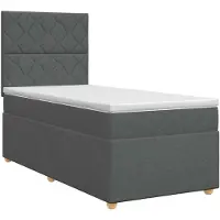 vidaXL Boxspringbed met matras Donkergrijs 90 x 200 cm Stof