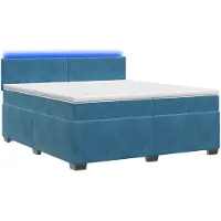 vidaXL Boxspringbed met matras en blauwe LED-verlichting, 200 x 200 cm, fluweel