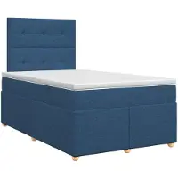 vidaXL Boxspringbed met matras en hoofdbord, blauw, 120 x 200 cm, stof