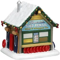 Lemax Slopeside sled rental, ac adaptable (not included) ornament