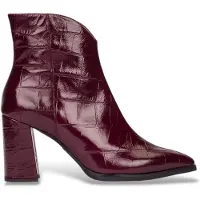Wonders Dames Velvet leren laarzen granaatrood (38), 3 tot 5 cm, Ritssluiting, Casual, Granaatappel, Lakleer M-5444_2415_9834