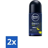 Nivea 2 x MEN - Deodorant Roller - Deep Sport - 50 ml - Anti-transpirant - Zweetbestendig - Geurbestendig - Sport Deodorant - Citrusgeur