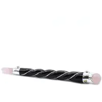 AW Gifts Twisted Healing Wand - Silver Rose Quartz Sphere