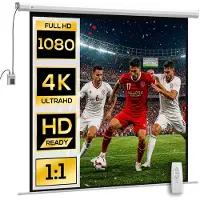HOMCOM Projection Screen-Kunststoff, Metall-189,5L x 8B x 189,5H cm-Weiß