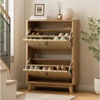 STILVORA Schoenenkast - Smal Vrijstaand Klapmodel Met Verstelbare Planken En Anti Kantel - Voor Hal En Entree - Eikenhoutkleur - 60x24x94 Cm